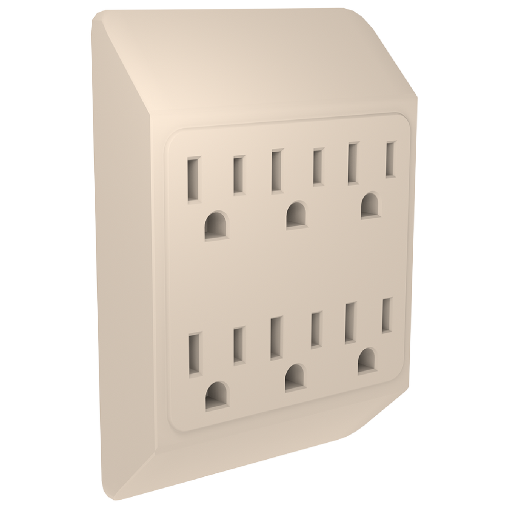 Stanley 30346 6-Outlet Wall Tap with Grounded 6-Outlet Wall Adapter, White