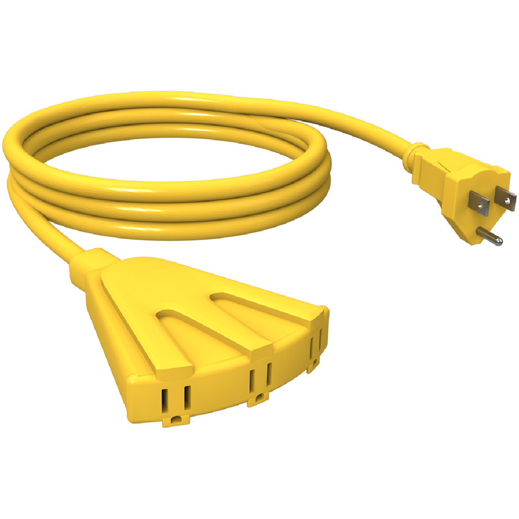 Stanley 34087 Grounded 3-Outlet Outdoor Extension Power Cord 3, 8-Feet,  Yellow