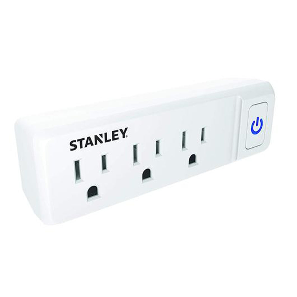 Stanley 31110 PlugMax Outdoor Grounded 3-Outlet Covered Adapter, Black